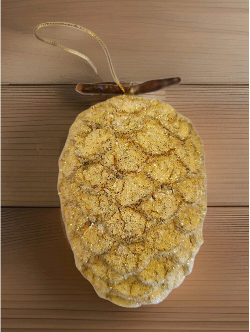 Vtg Glitter Sugared Pinecone Acorn  EUC Christmas Tree Ornament 4"H x 2.75"L A61
